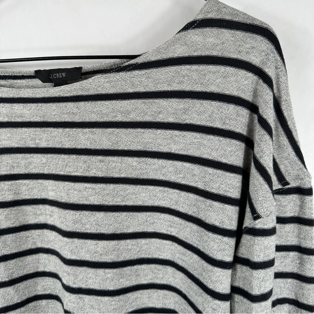J. Crew Boatneck Black and Gray Striped Sweater | Size Small